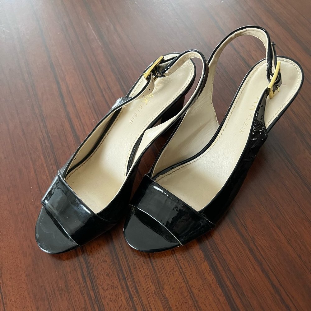 Anne Klein Peep Toe Patent Leather Slingbacks. 6.5